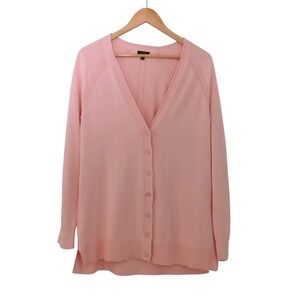 Talbots Sweater Womens Medium Pink Button Front Long Cardigan Lightweight Knit‎